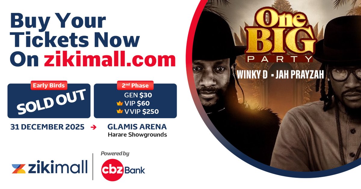 CBZHoldings's tweet image. Early Bird tickets are sold out. The next phase for One Big Party is now live.

Buy your ticket today on zikimall.com.

#PartnersForSuccess