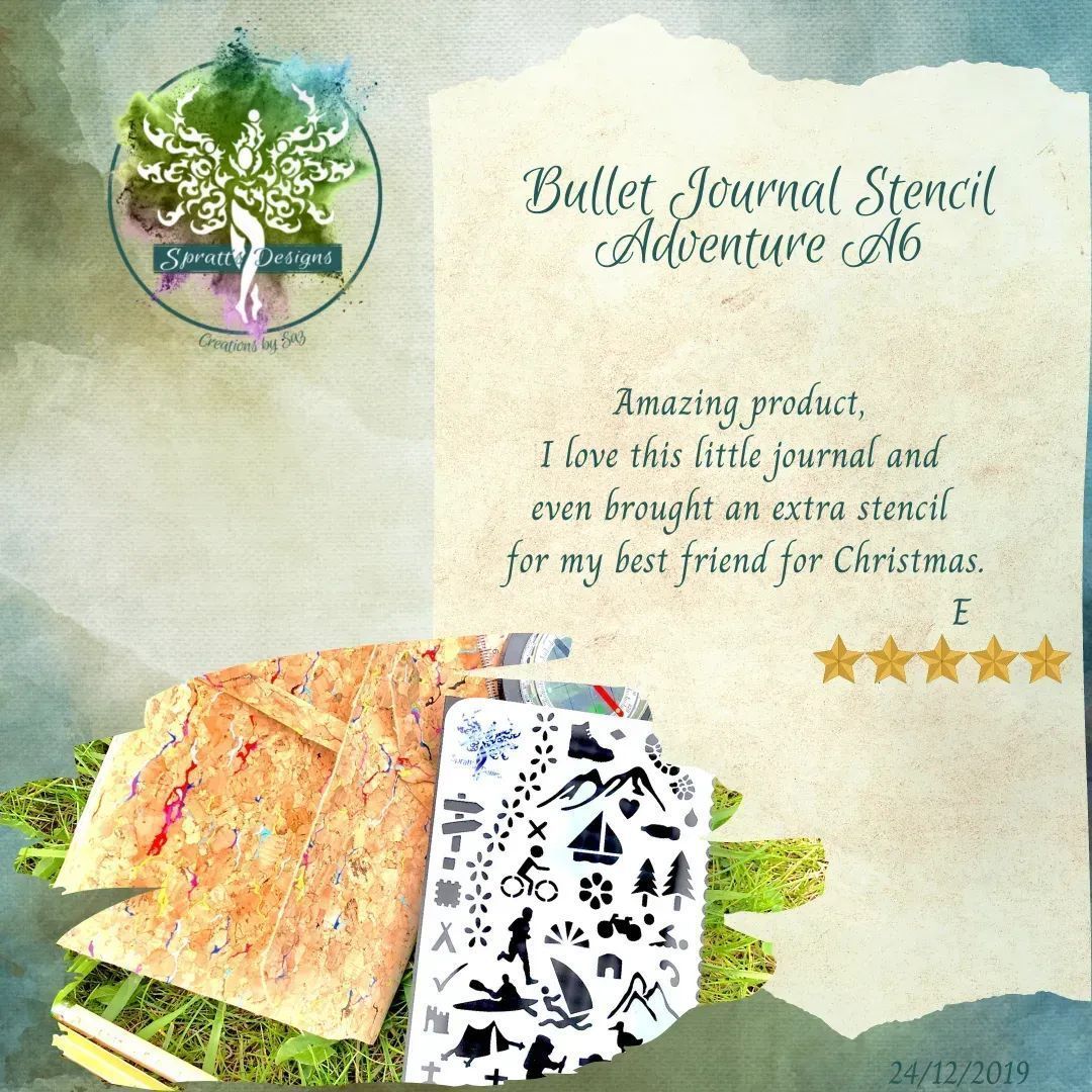 CraftingSpratt's tweet image. Love an #Adventure 🥾? Planning or Recording adventures can be fun and this #BulletJournal Adventurer Stencil 📚 allows you to add Arts &amp;amp; Crafts to your pages buff.ly/3IBK2IL ⛰️
📓 see the stencil range in my Etsy Shop 🛍️