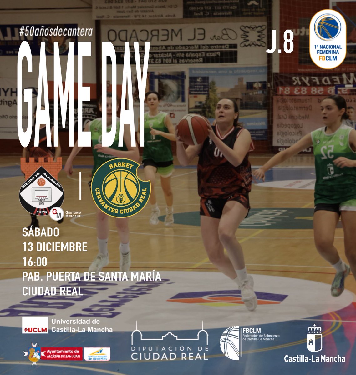 🏎️ El Senior Femenino se desplaza a Ciudad Real para disputar frente @basketcervantesciudadreal uno de los partidos clave de esta primera vuelta. 

J. 8️⃣
📅 Sábado 13
🆚 @basketcervantesciudadreal 
⏱️ 16:00
🏟️ Pabellón Puerta Santa María 
📍 Ciudad Real

#todossomosgrupo