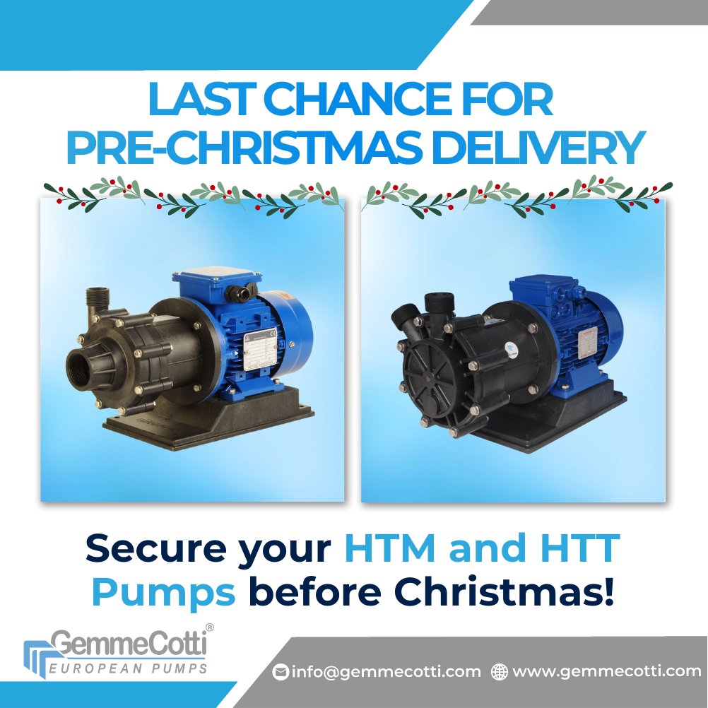 🎄Countdown to Christmas!
Only a few days left to guarantee delivery of your pumps before the holidays. Secure your HTM and HTT series today.
👉 Contact us for immediate availability: info@gemmecotti.com