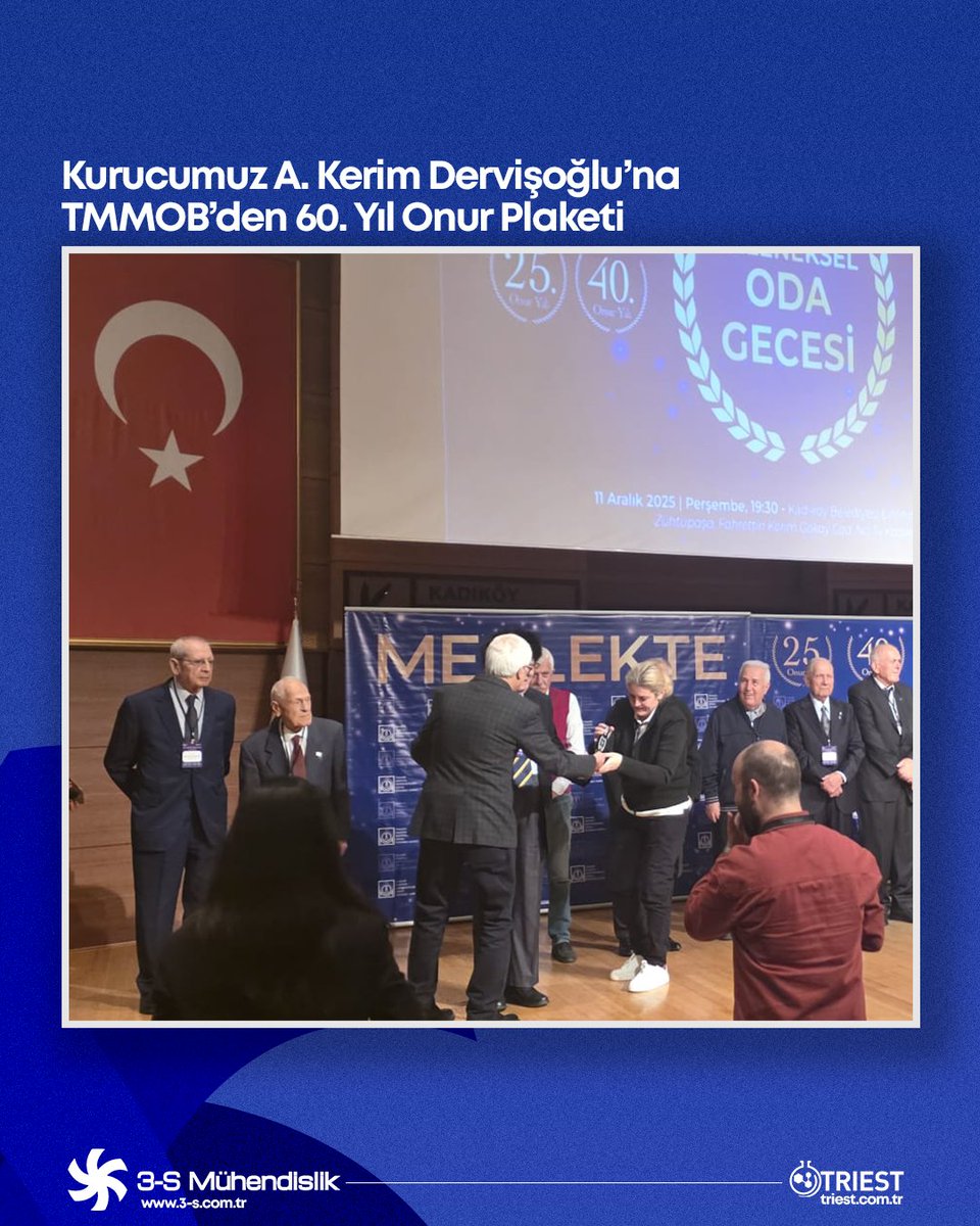 3s_muhendislik's tweet photo. Kurucumuz ve Onursal Başkanımız A. Kerim Dervişoğlu, TMMOB Makina Mühendisleri Odası tarafından düzenlenen Plaket ve Onur Belgesi Töreninde meslekteki 60. yılı dolayısıyla plaketle onurlandırıldı.

Bizi ziyaret edin
https://t.co/jjO9Yogkoc https://t.co/lE1Uf9KcS2