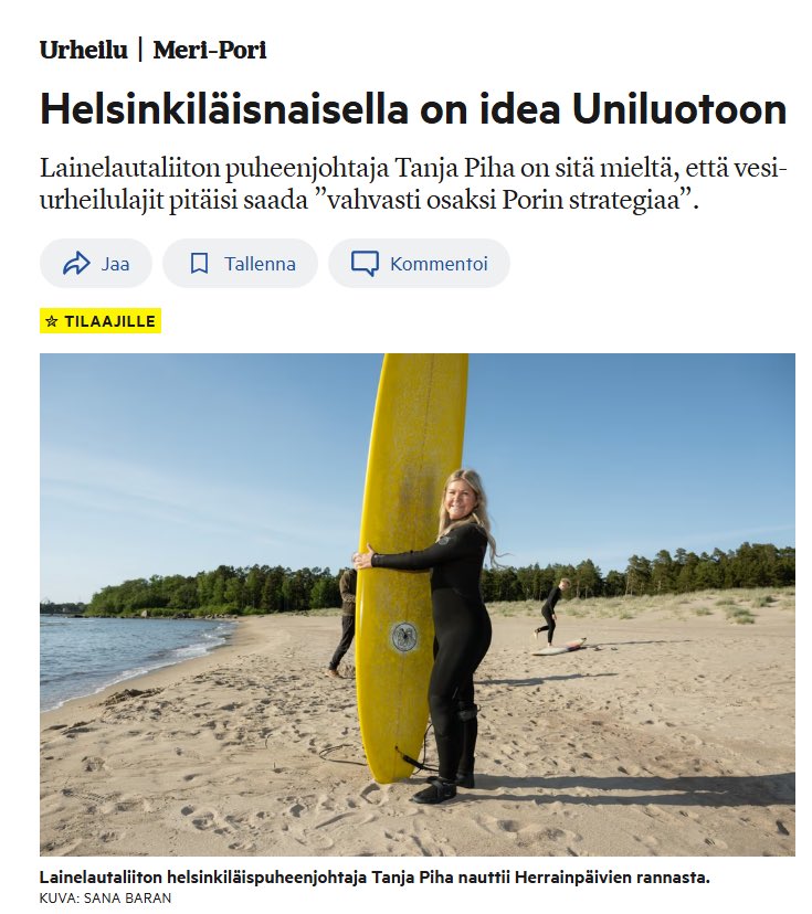 Toiveissa vessa ja suihku surffareille. 🚾🚿🌊🏄‍♀️

satakunnankansa.fi/urheilu/art-20…