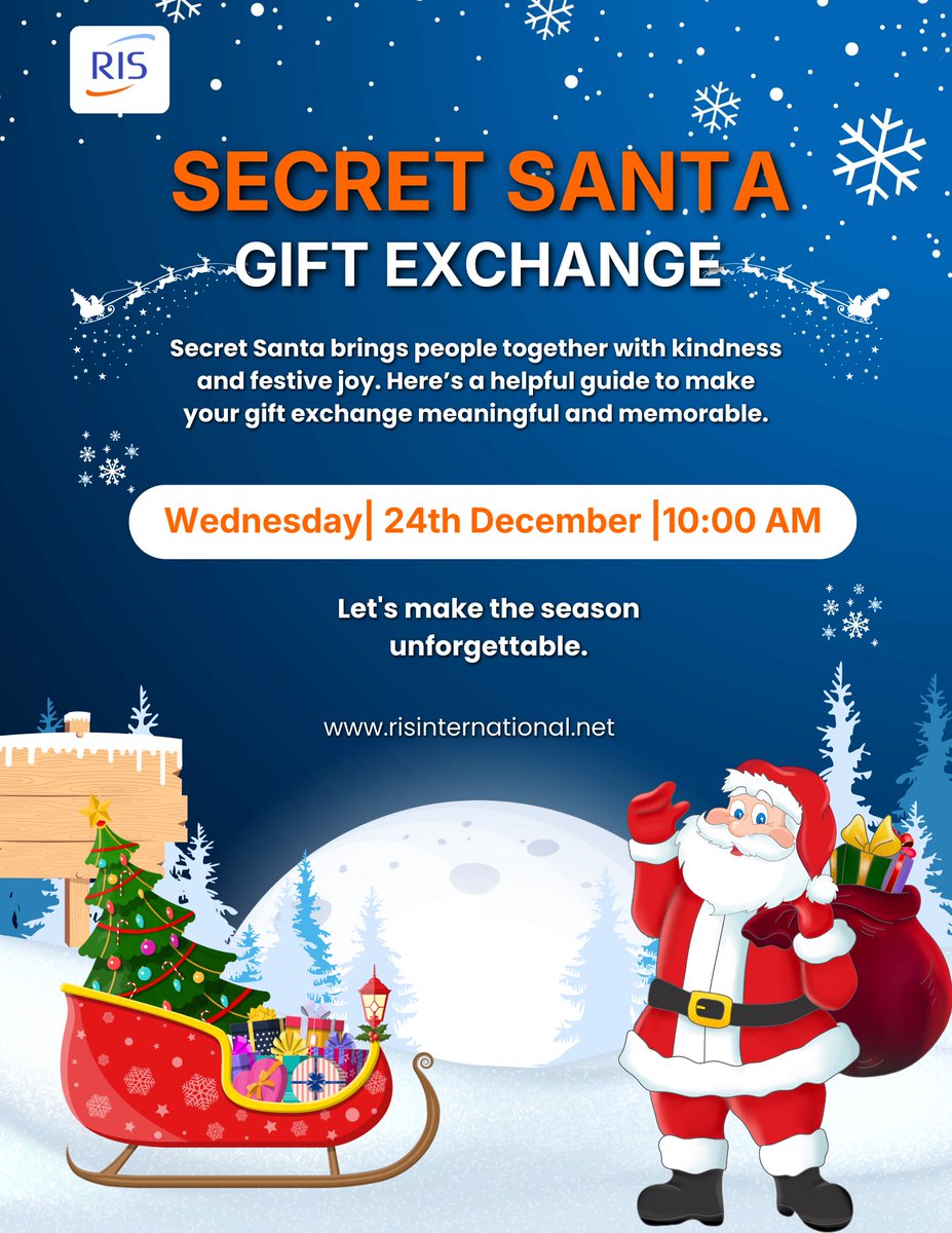 retouchin_it's tweet photo. Let’s make this festive season unforgettable.
RIS is bringing the joy this year with our Secret Santa gift exchange. Your surprise might be the moment that brightens someone’s day.” ✨🎁

#retouchitservices #RIS #risinternationalservices #shopping #OfficeCelebration #FestiveVibes https://t.co/aoyZHr3Psb