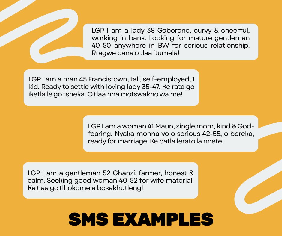 LGPFLIRT's tweet photo. Just one line, send to 17676 and you’re live on Facebook &amp; X same day! Go siame – re tlaa go fitlhelela molekane yo o siameng! https://t.co/qsYAcQPAHw