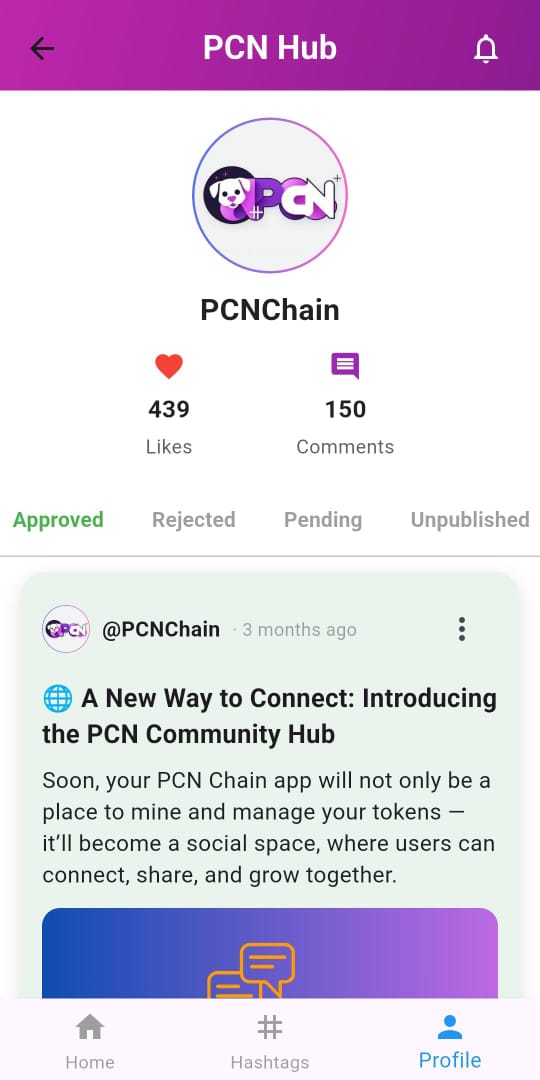 PCNSocialChain's tweet photo. "PCN Hub is now open! 🎉
Users can now share conversations, news, questions, ideas, and more.
Join in and share your voice!" https://t.co/C2V6gd10la