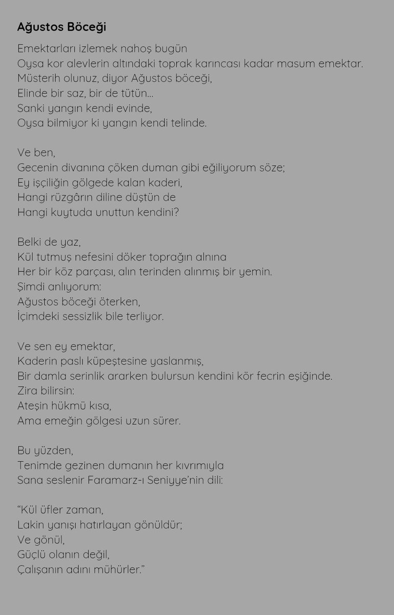 Ağustos Böceği 
                             Faramarz-ı Seniyye