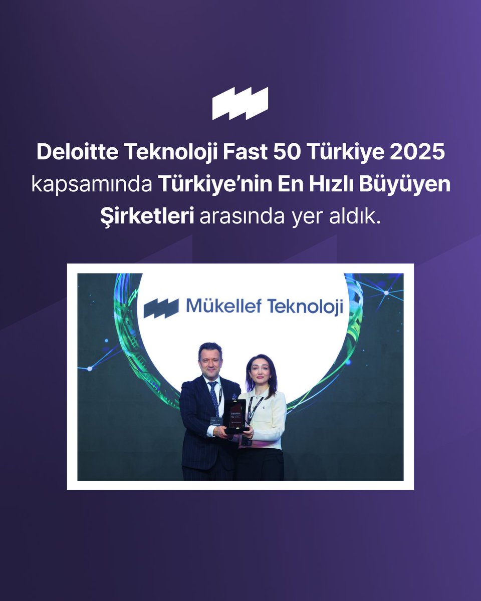 mukellefco's tweet photo. Deloitte Teknoloji Fast 50 Türkiye 2025 Programı kapsamında Türkiye’nin En Hızlı Büyüyen 50 Teknoloji Şirketi arasında yer almaktan mutluluk duyuyoruz! 🌟
#deloitte #deloittefast50 #mükellef https://t.co/yQ1vlxQ8EU