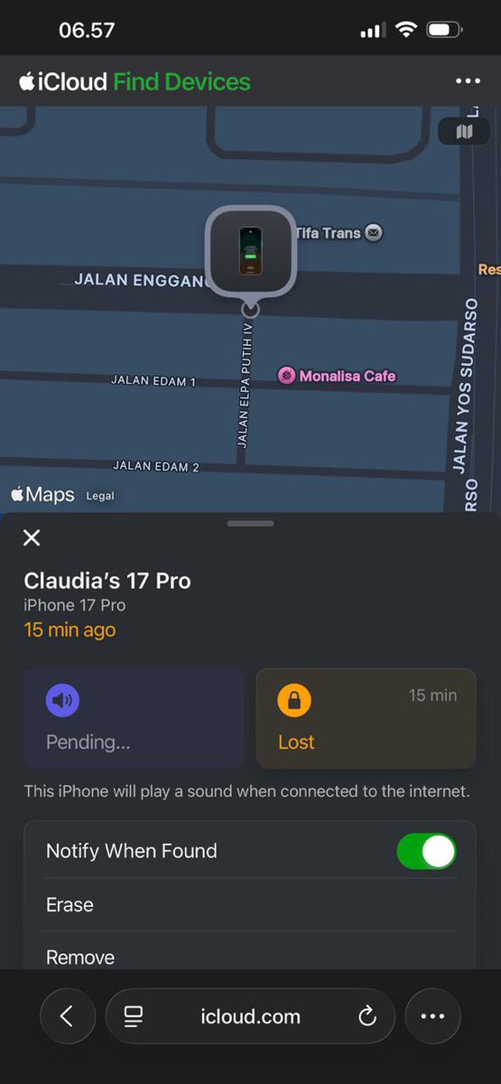 teapours's tweet image. [ HELP REPOST ]

Bagi siapa aja yang nemu dan bisa balikin HP iPhone 17 Pro aku, please bantu. ADA IMBALAN 🙏🏻 terakhir lokasi terlacak di tempat tertera (Daerah Koja, Tanjung Priok). Aku tau ini sesuatu yang impossible, tapi aku mau usahain ini sambil berusaha klaim asuransi