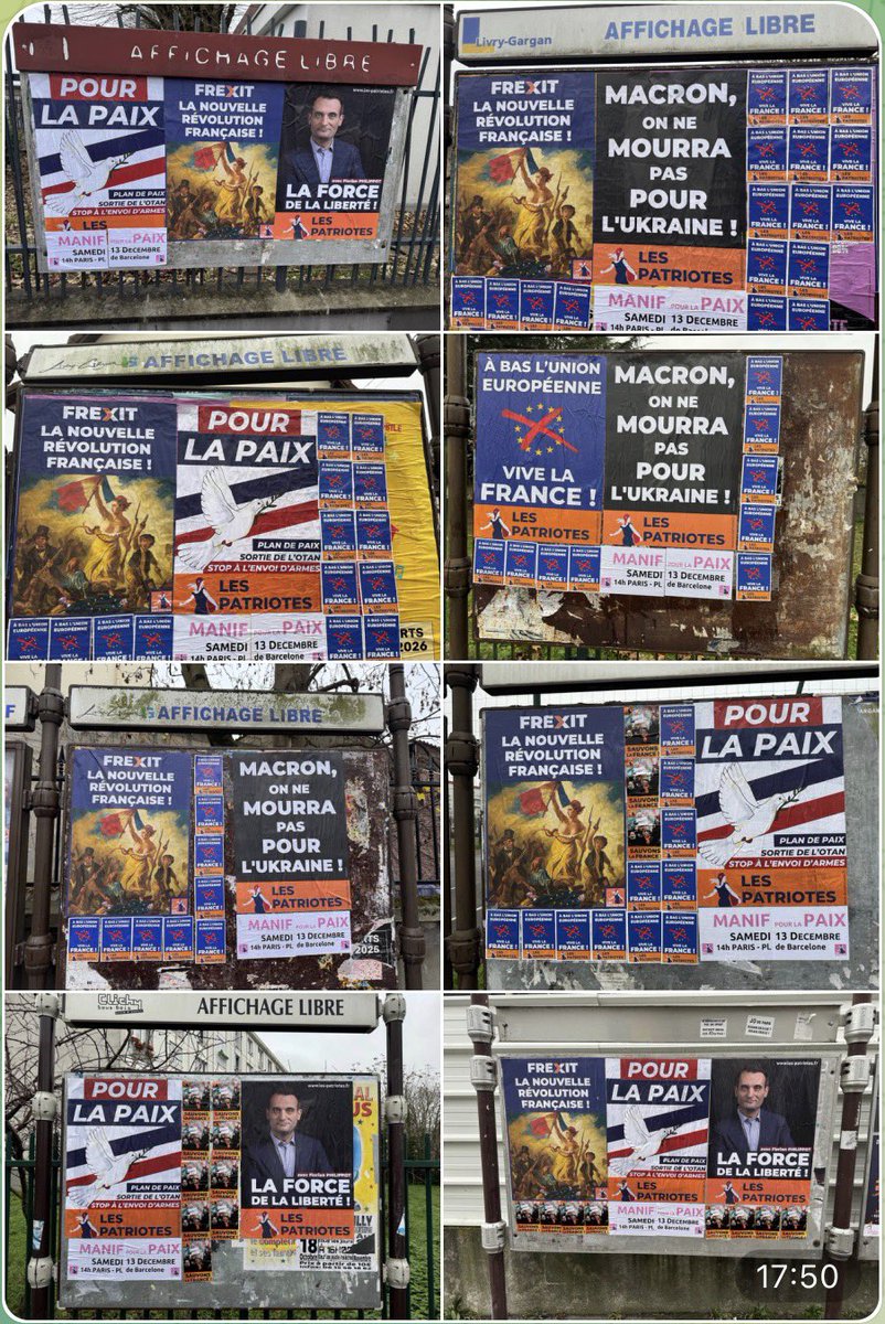 patriotes_93's tweet photo. Bravo aux militants pour cette nouvelle tournée d’affichage à #LivryGargan, #ClichySoudBois et #Montfermeil.

La manifestation pour la Paix est annoncée en profondeur en Ile-de-France ✊🏻

📍RDV PLACE DE BARCELONE
🕑À 14 h samedi 13 décembre https://t.co/dwFBYJ7Njx