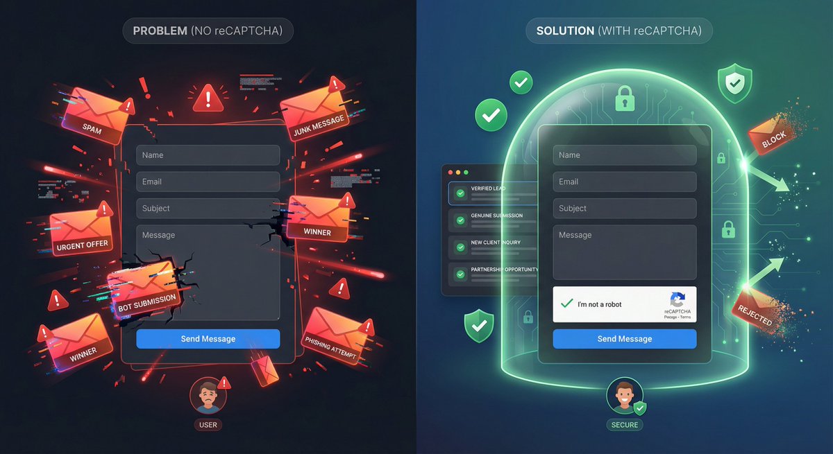 🛡️Framer has spam protection…
yet spam emails were still coming in.

Framer’s default spam protection works at a basic level - and honestly, in many cases, it’s more than sufficient.

So I built a custom reCAPTCHA v2 component for Framer ✅
Not to eliminate spam completely —
but