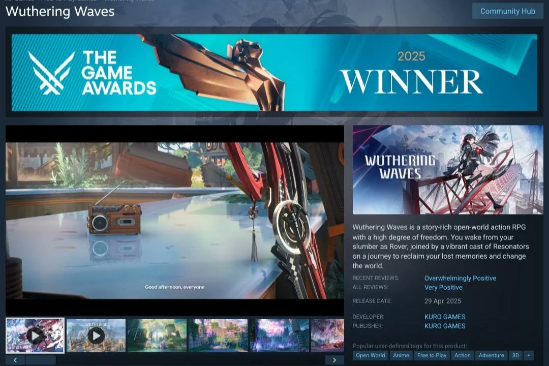 WuWa's Steam page got the TGA Winner banner!

Cre: NathLWX

#WutheringWaves #TheGameAwards
