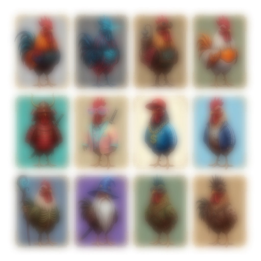 Popgltsh's tweet photo. The "Pop-Cluck" Collection Blueprint
Total Supply: 30 NFTs
Style: Fusion of photorealistic textures and comic pop art. Think highly detailed feathers and anatomy overlayed with bold comic outlines, halftone (Ben-Day) dots, and vibrant, clashing color palettes.
Rarity Breakdown:
Common (Plain Gray/Solid BG): 13 pieces
Uncommon (Colored Pop Pattern BG): 10 pieces
Rare (Cosmic BG): 5 pieces
Legendary (Gold BG): 2 pieces