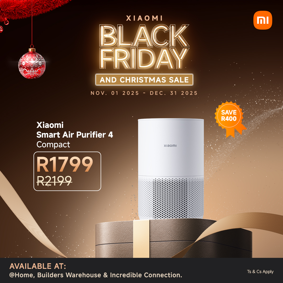 Keep the air clean while the festive vibe gets busy! 🎄💨
Smart Air Purifier 4 Compact for R1799 — big save of R400!