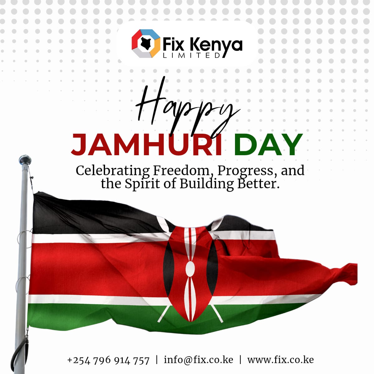 FixKenya's tweet image. Happy 61st Jamhuri Day, Kenya! 🇰🇪   From freedom to progress — the journey continues.   Proud to build technology that moves Kenya forward.
