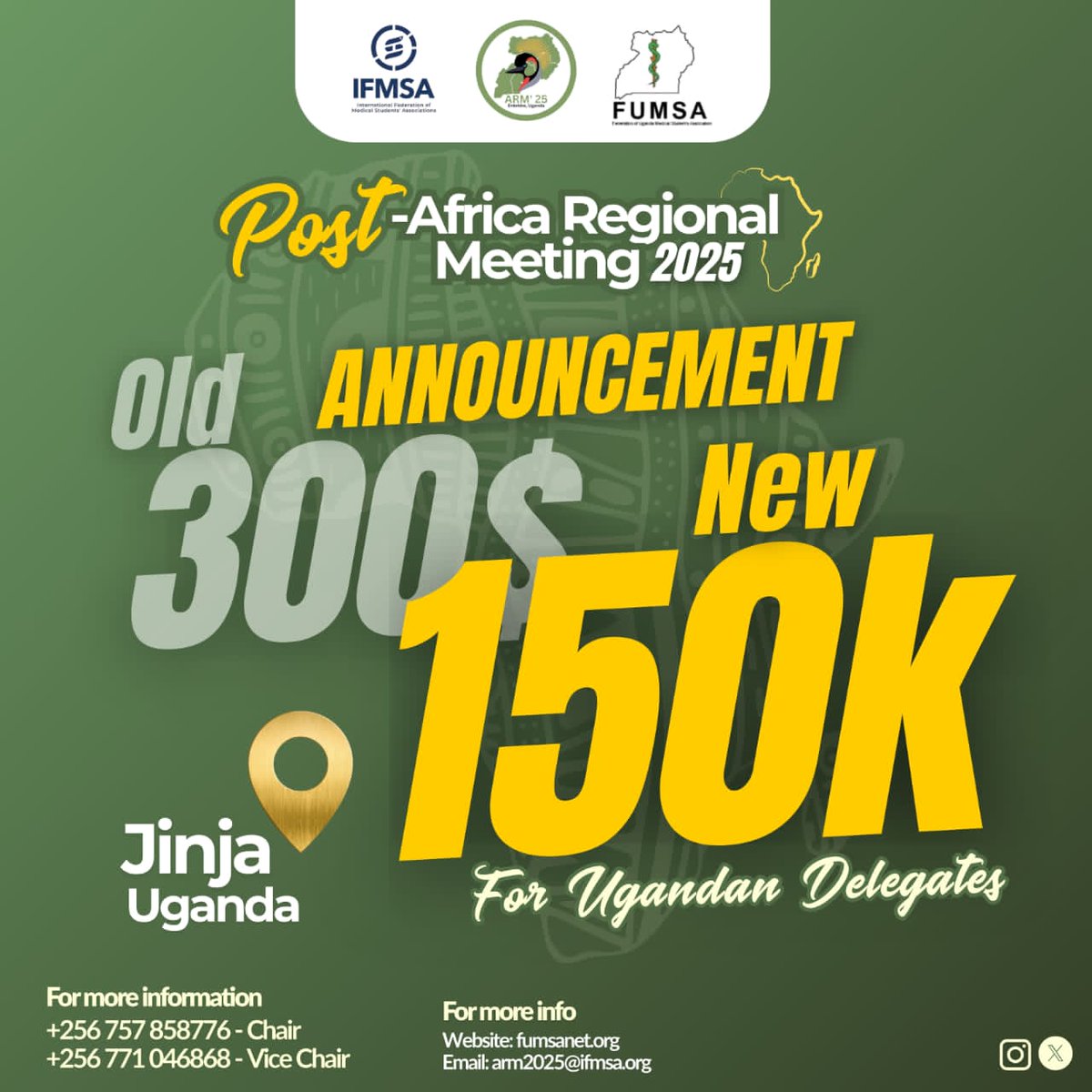arm2025ifmsaug's tweet image. Hey Ugandan delegates, did you know that you have been given 86% discount such that you can't attend postARM in Jinja.
what to do is simple, just register now and start parking your bags 🙏
Tap in the link below 👇 
forms.gle/YBrKaNjpx94xLv…