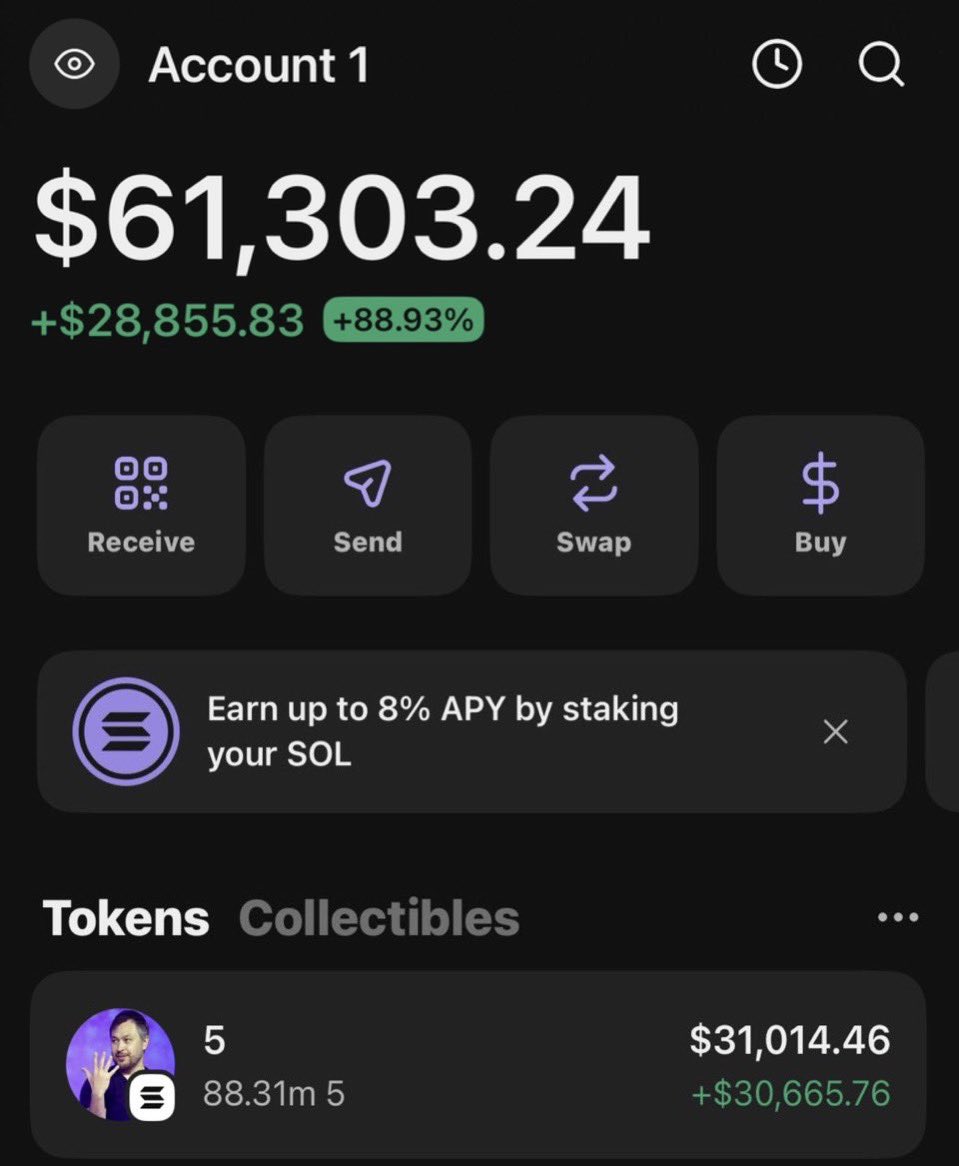 #5 is making waves printing huge profits on my Alpha telegram group 🏆💰🚀🤝

If you’re in my  tg group your copy trade would have been on same profit as I am

Ca: CM2vi3AE6KYJVwaWCH6EKtP1Z1UfMudxX4Y44goUpump