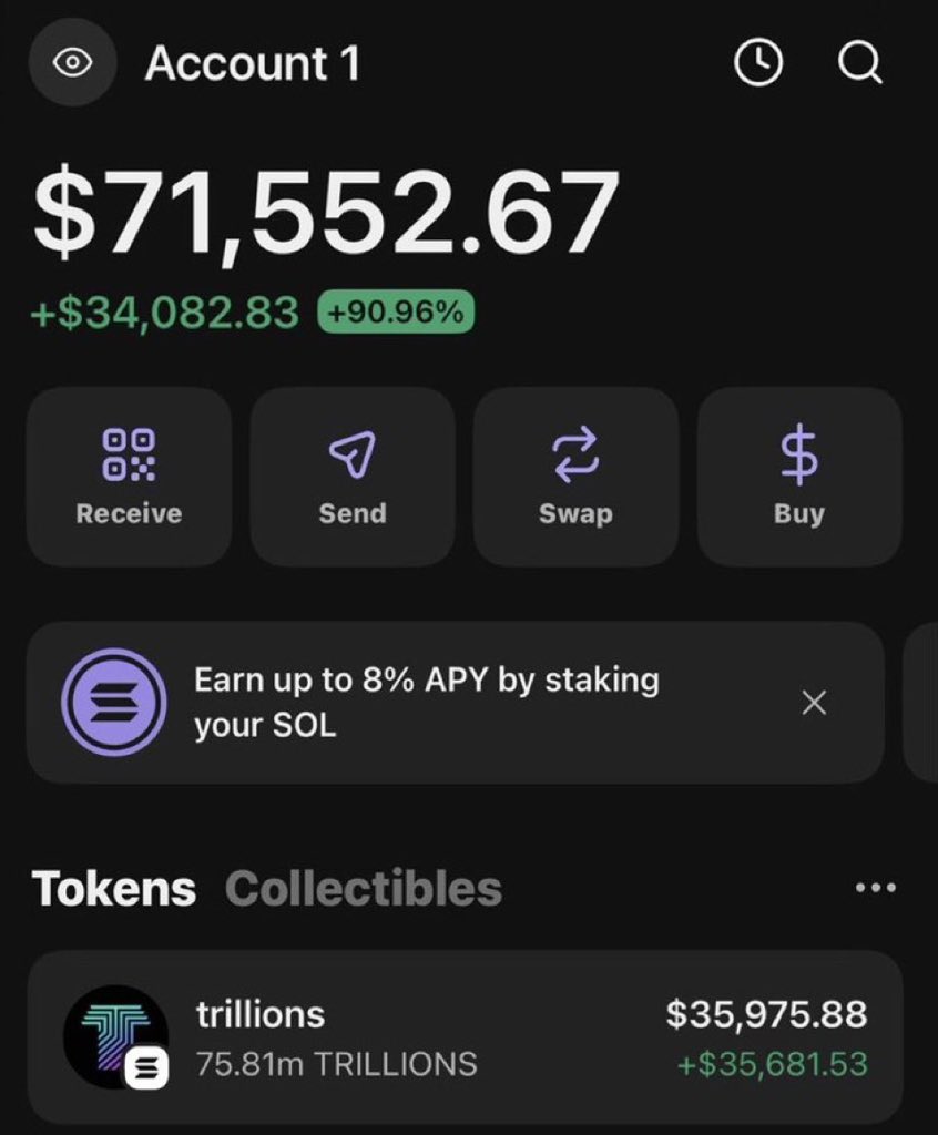 #trillions is making waves printing huge profits on my Alpha telegram group 🏆💰🚀🤝

If you’re in my  tg group your copy trade would have been on same profit as I am

Ca: DNJ4zTzuLbt1wXZpkBNwbgS25RBNaqdKHdKzFsQCpump