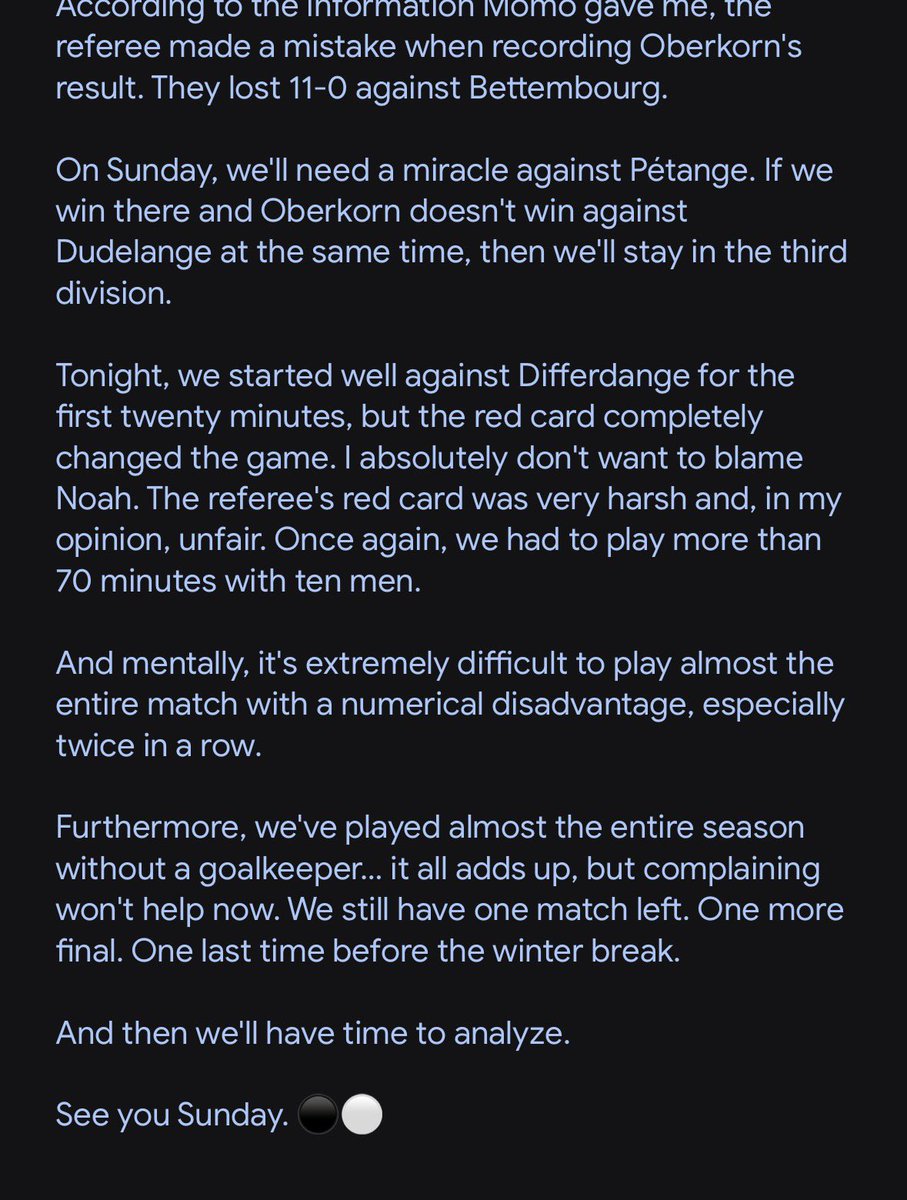 Another red card, tetapi kali ni is unfair decision.

One more match dan mengharapkan luck untuk stay division 3 untuk fasa 3.

Akif ada terfikir nak tukar kelab, tetapi mungkin stay sebab next season insha Allah masuk U19 team.