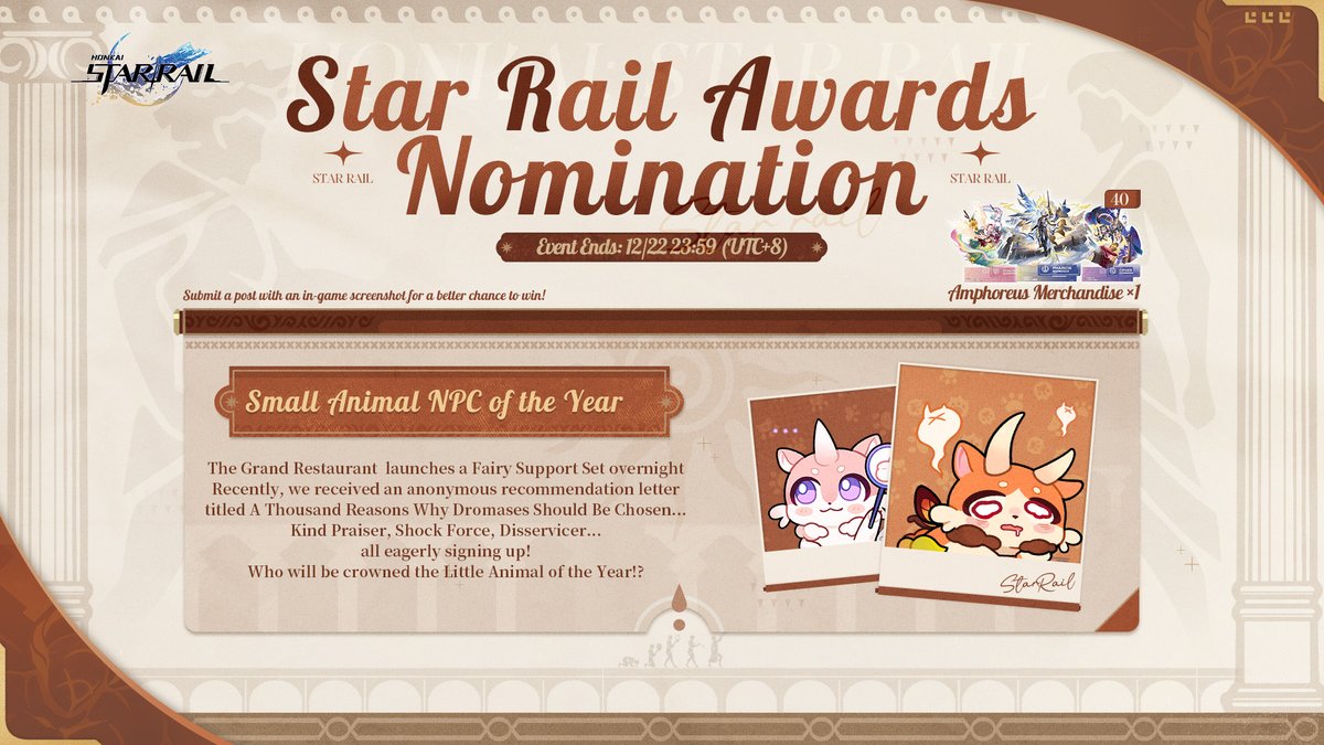 ObliviousIgnius's tweet photo. I nominate for the #SmallAnimalNPC2025. My nomination is "Trailblazer Jr," and the reason for nomination is "because he is my SON and I LOVE him and Im so HAPPY HE CAME WITH US"

Look at him w his little buddies Tuskpir and Little Ica 🥹

https://t.co/tMw0xNQbwI
#HonkaiStarRail https://t.co/ih3NZuO2x8