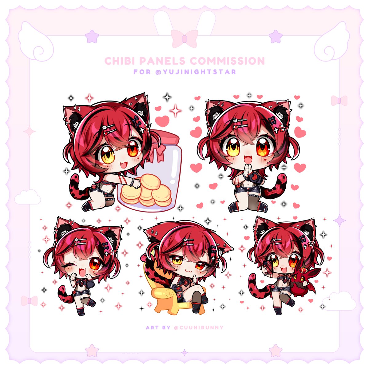 ₊‧꒰ა ♱ ໒꒱ ‧₊˚ ୨୧ Chibi panels comm for @/Yujinightstar