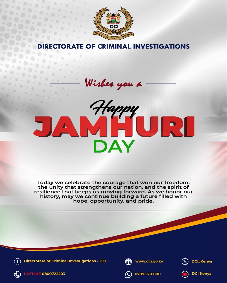DCI_Kenya's tweet photo. Happy Jamhuri Day! https://t.co/5Fj3UYKpnt