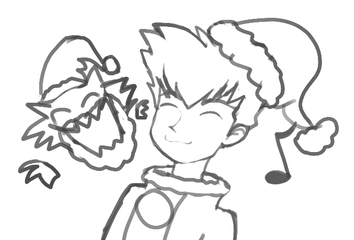 GMBoss4's tweet photo. Local psychic boi and his pet ghost prepare for the arrival of "the Christmas". They wish you a Merry Christmas. #GMArt https://t.co/cCQbYN3c9s