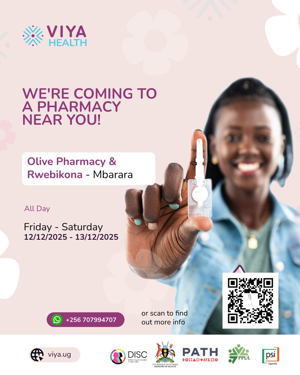 viyahealthug's tweet photo. Join us at our pharmacy activations, real talk, demonstrations, and Q&A sessions on self-inject contraception and other SRH topics. DM us on WhatsApp: +256707994707 for more info.
#viyauganda #disc #discoveryourpower https://t.co/kCrJgKZCe6