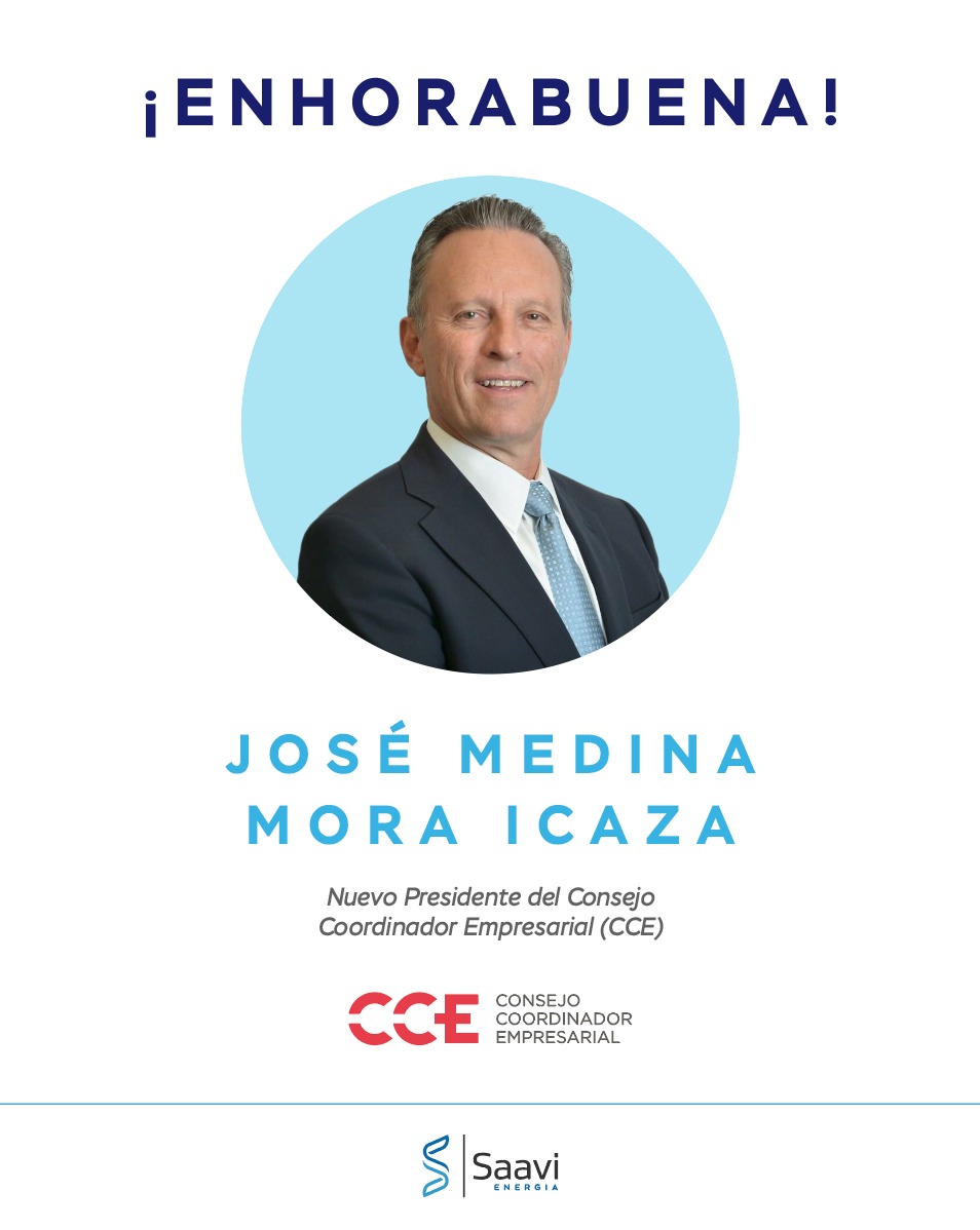 Desde #SaaviEnergía celebramos el nombramiento de José Medina Mora (<a href="/JoseMedinaMora/">José Medina Mora I.</a>) como Presidente del <a href="/cceoficialmx/">Consejo Coordinador Empresarial CCE</a>. Reconocemos la importancia de su liderazgo en esta nueva etapa para fortalecer la agenda empresarial y contribuir al desarrollo económico de México.
___

From
