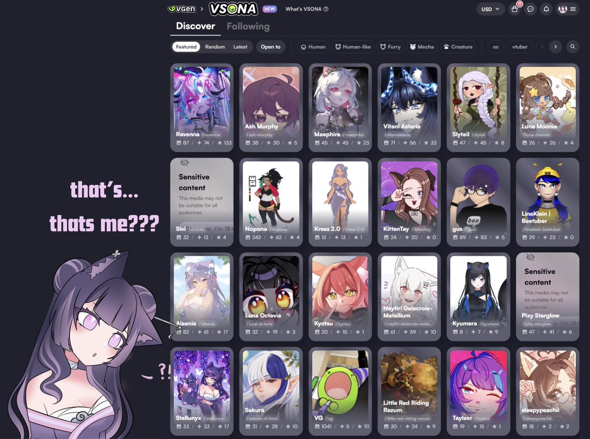 stellunyx's tweet image. casually looking on Vsona at all the pretty oc’s and ????? that’s me ??? idk how i got featured but thank you @_VGen_ 🥺 such an honor to be among so many beautiful oc’s and vtubers i admire!💜🦋~
