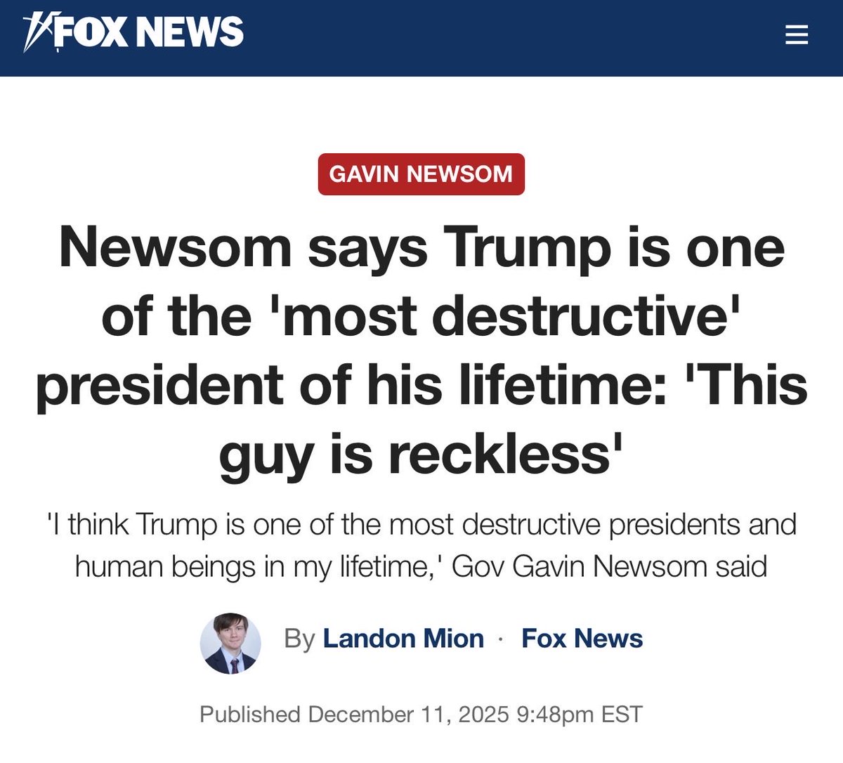 WOW! An accurate Fox News headline!