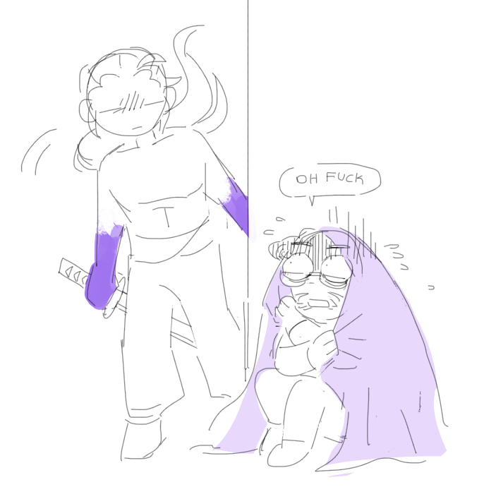 insomniac_1XN's tweet photo. really stupid idea for that old rhythm doctor possession au where i add mark to it but all of the possessed patients just leave him alone because his purple blanket makes them think he's already one of them https://t.co/BmUpCh4ynT