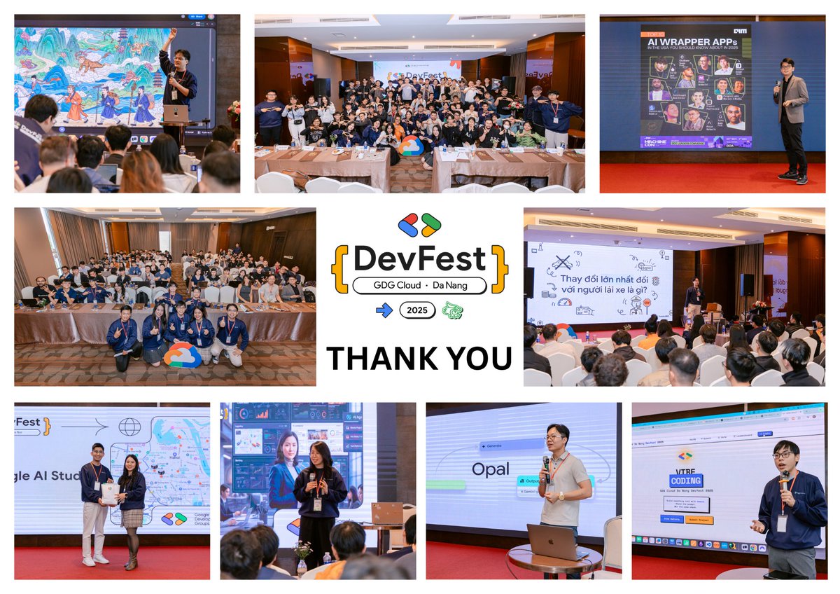 GDGCloudDaNang's tweet photo. We would like to express our sincere gratitude for your continuous support, companionship, and participation in our events.  We wish you good health and success in your studies and work. See you at the next events!

#DevFest25 #GoogleDevelopers #GDGCloudDaNang #Cloud #AI #Gemini https://t.co/HJ20oCw0Ok