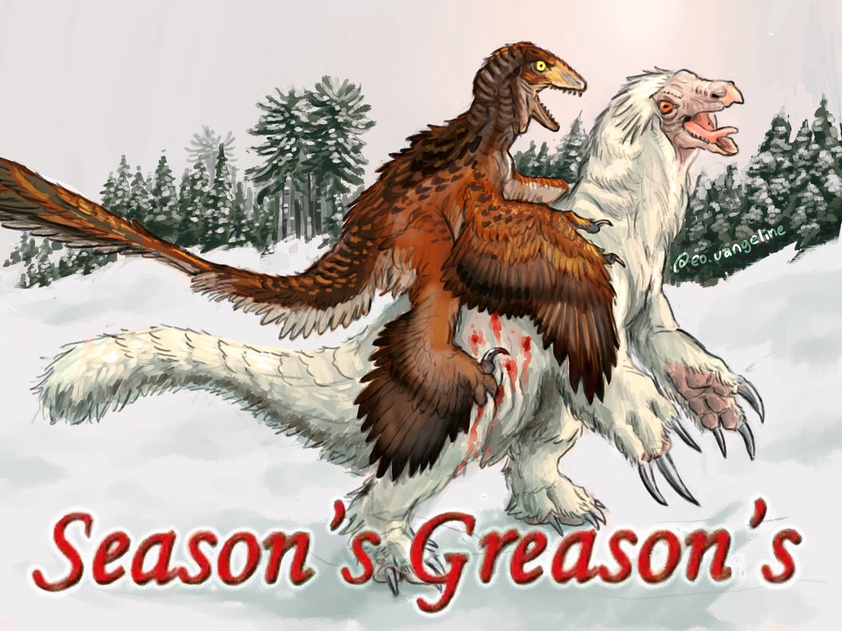 televangeline's tweet photo. ❄️•°*𝓶𝓮𝓻𝓻𝔂*☆🎀

Changyuraptor &amp; Beipiaosaurus https://t.co/s81VJ1sWMO