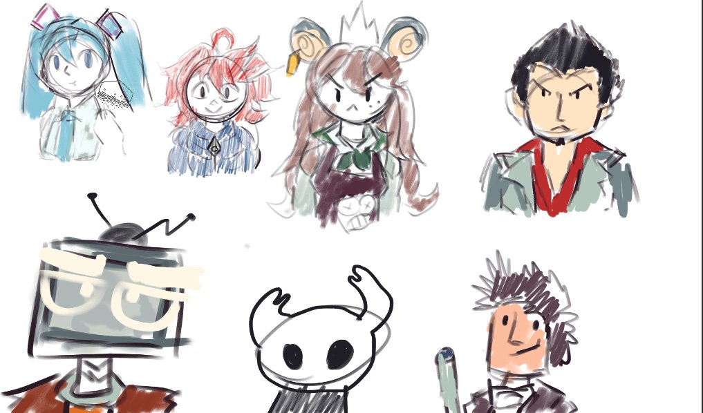 PyroWhips's tweet photo. me aburri tanto en los GOTY que dibuje a la miku, a la cuki, al tv , y al caballero weko https://t.co/dMdHFhwgBB