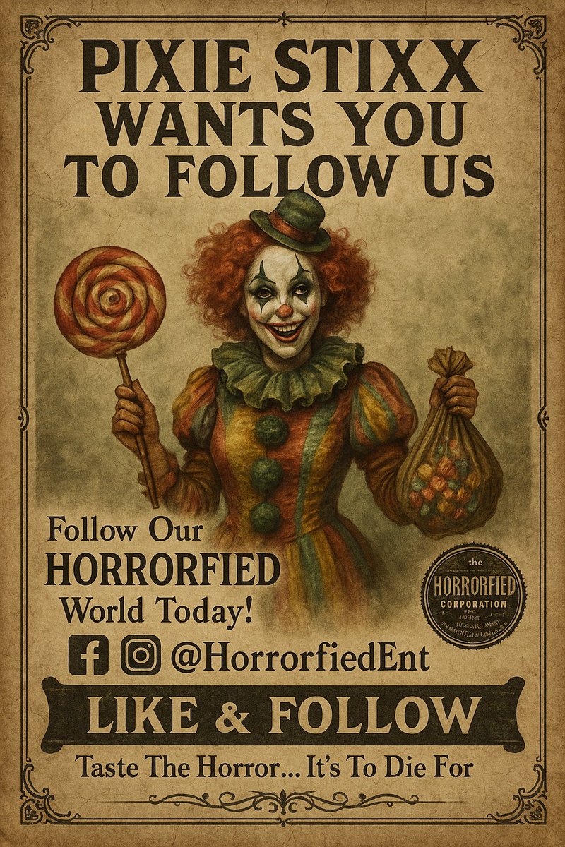 HorrorfiedEnt's tweet image. For more exclusive, “HORRORFYING” content, killer giveaway contests, Holidays of Horror updates, behind-the-scenes madness, and surprises you won’t find anywhere else…
Like &amp;amp; Follow HORRORFIED Entertainment on Social Media   @HorrorfiedEnt