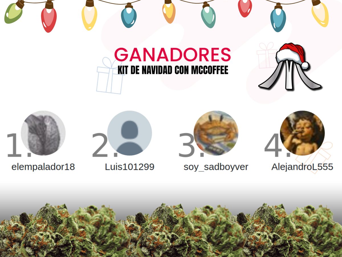 🎁🎄Ya tenemos Ganadores🎄🫡
Muchas felicidades familia y gracias 
a todos por participar! Los ganadores manden mensaje privado, y si no ganaste tranqui está semana les lanzamos nuevo sorteo solo deja tu like y RT ahora mismo aquí! 🔥🎇🇲🇽
#Navidad420 #Mexico #Giveaway