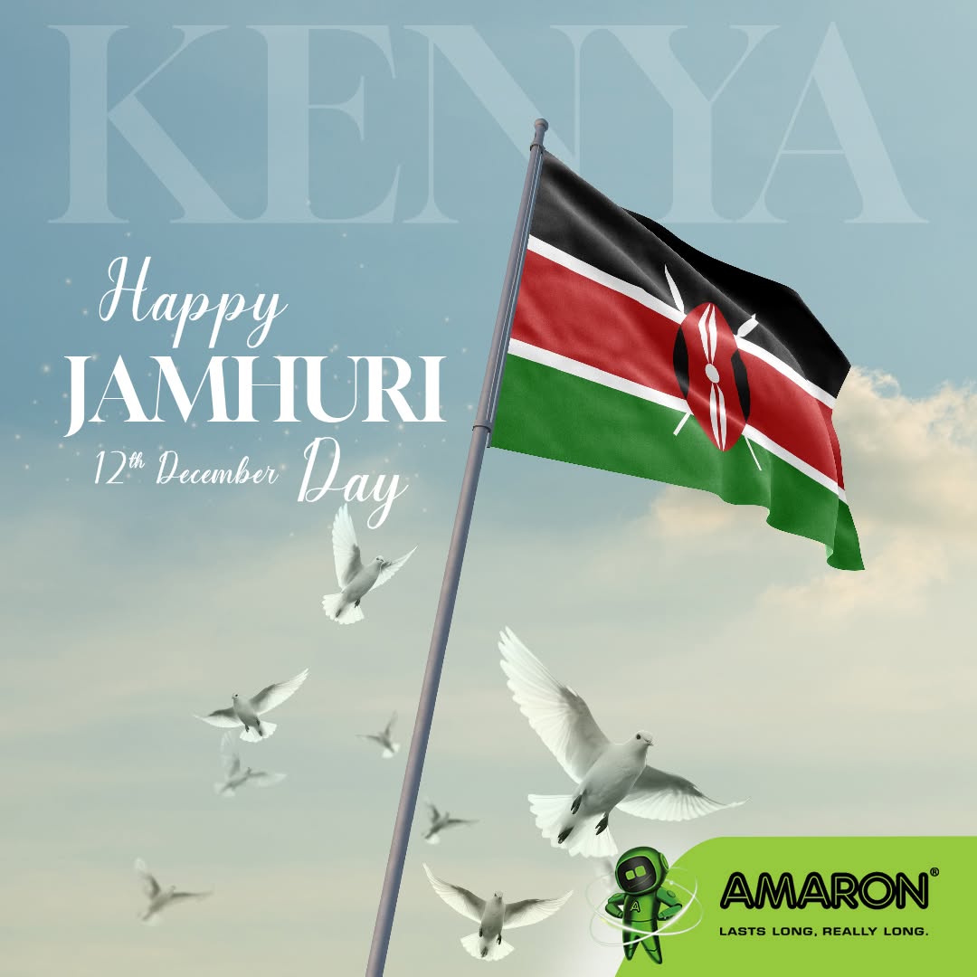 🇰🇪 𝐇𝐚𝐩𝐩𝐲 𝐉𝐚𝐦𝐡𝐮𝐫𝐢 𝐃𝐚𝐲 🇰🇪

Amaro Batteries Kenya wishes you and your family a HAPPY JAMHURI DAY !!

We celebrate 62 years of independence, unity, and unstoppable Kenyan spirit!

Here’s to freedom, progress, and a brighter tomorrow powered by unbreakable Kenyan