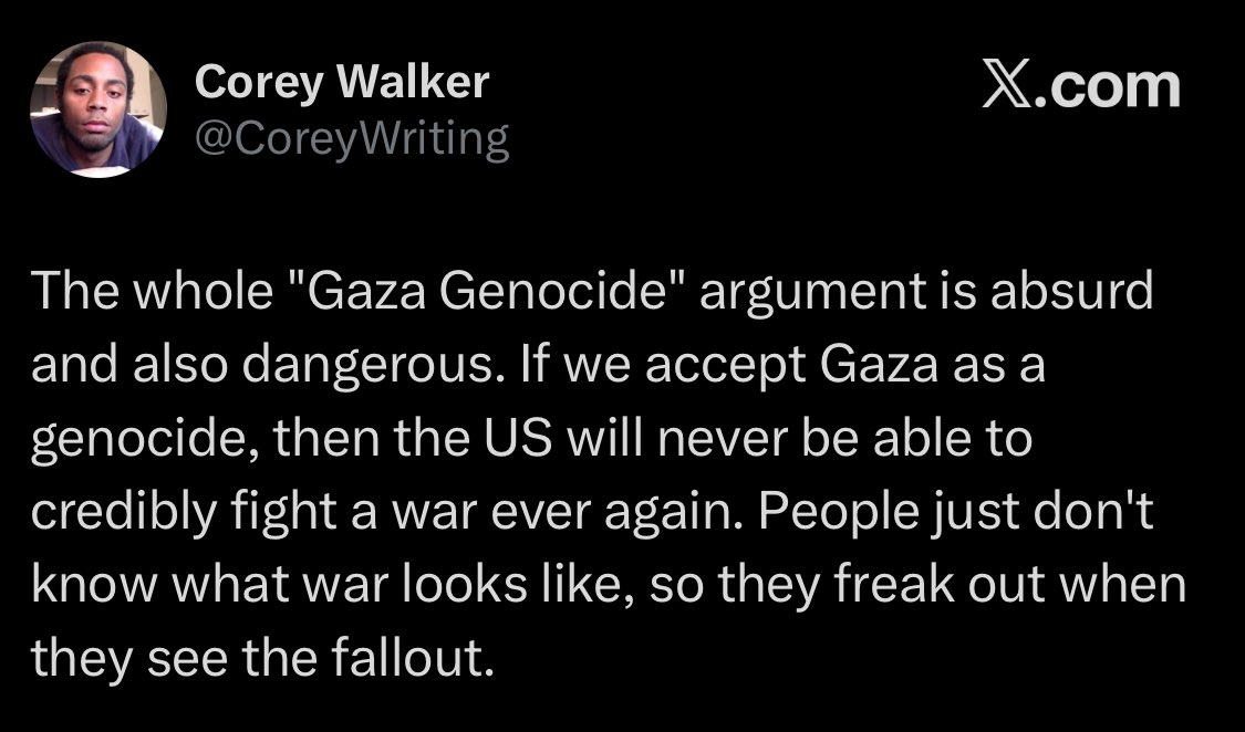 “Outlawing genocide is bad because it means we can’t commit genocide ourselves”
