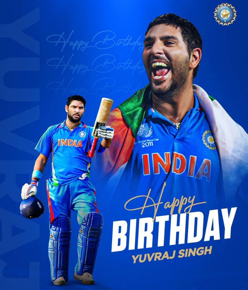 <a href="/YUVSTRONG12/">Yuvraj Singh</a> a very happy birthday 🎂🥳

Happy birthday, Yuvraj Singh! 
6️⃣ 6️⃣ 6️⃣ 6️⃣ 6️⃣ 6️⃣
402 matches 🙌
11778 runs 🫡
148 wickets 👌

Winner of 2007ICC Men's T20 World Cup and 2011 ICC Men's ODI World Cup 🏆

Shubman Gill , Sanju Samson Arshdeep