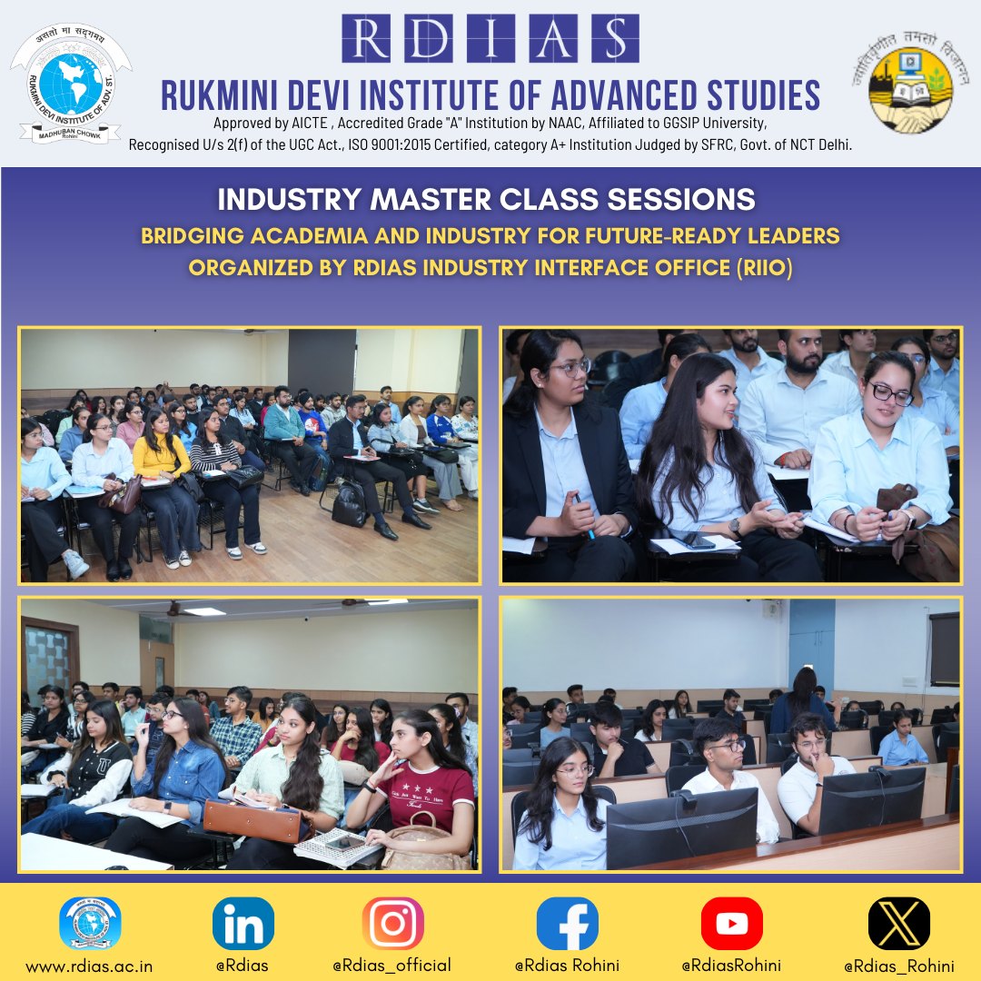 RDIAS_ROHINI's tweet photo. Knowledge grows when shared. RIIO’s Industry Masterclass Sessions brought real-world insights to students, sparking readiness and inspiration. Grateful to our industry experts!
#RDIAS #RIIO #IndustryMasterClass #ExperientialLearning #LearningWithLeaders #IndustryAcademiaConnect https://t.co/qEauyc6VoW