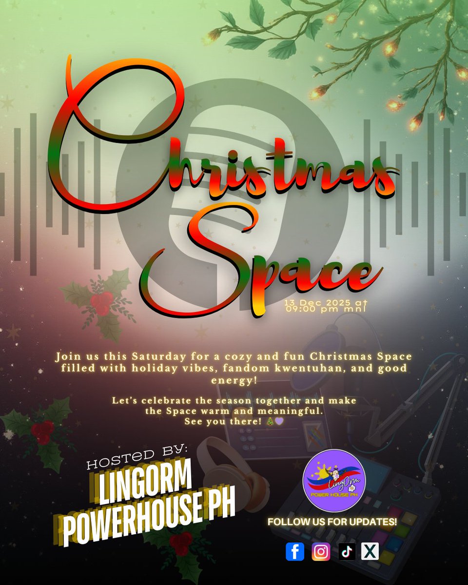 📣 SPACE ANNOUNCEMENT ‼️

Hey hey JKRs! 💜

With Christmas just around the corner, let’s gather for a warm, cozy, and delightfully delulu Pre-Christmas Space. From LingOrm’s birthdays, to their first-ever fancon, all the way to the recent beach trip — let’s take a little walk