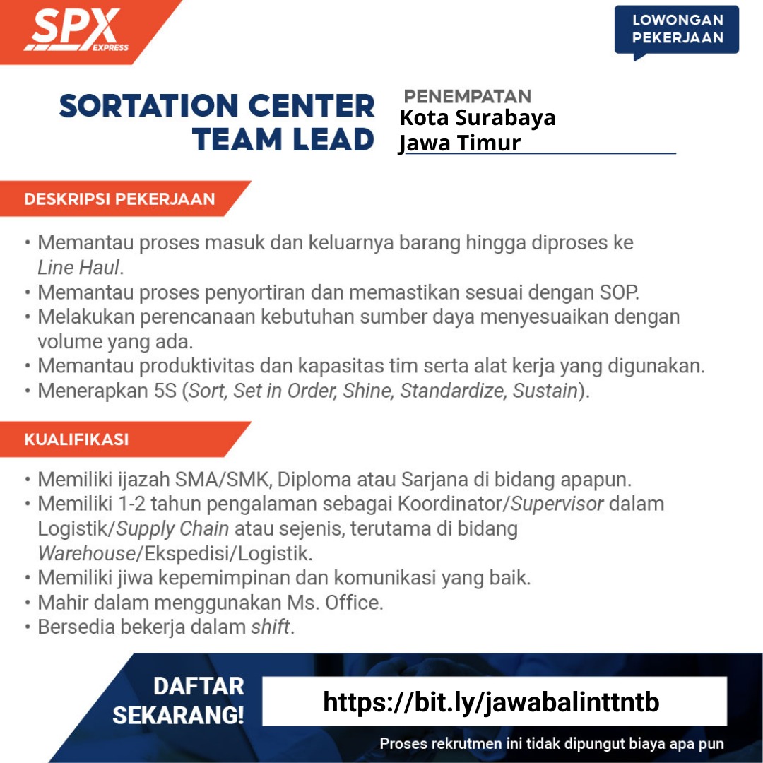 iceopennetworkk's tweet image. OKER – SPX EXPRESS 

Daftar di sini:
🔗 bit.ly/jawabalinttntb
📱 0819-5854-4925
Hanya kandidat terpilih yang akan dihubungi.
#Shopee #SPXExpress #LifeAtShopee #Logistic #3PL #Loker