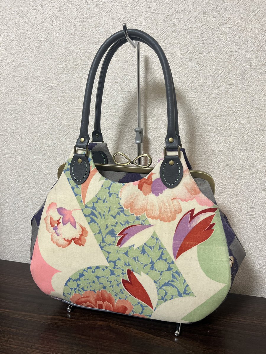 麻のハ堂西巣鴨 #麻のハ堂 × #ロマンチカ商會 コラボがま口バッグ 花が