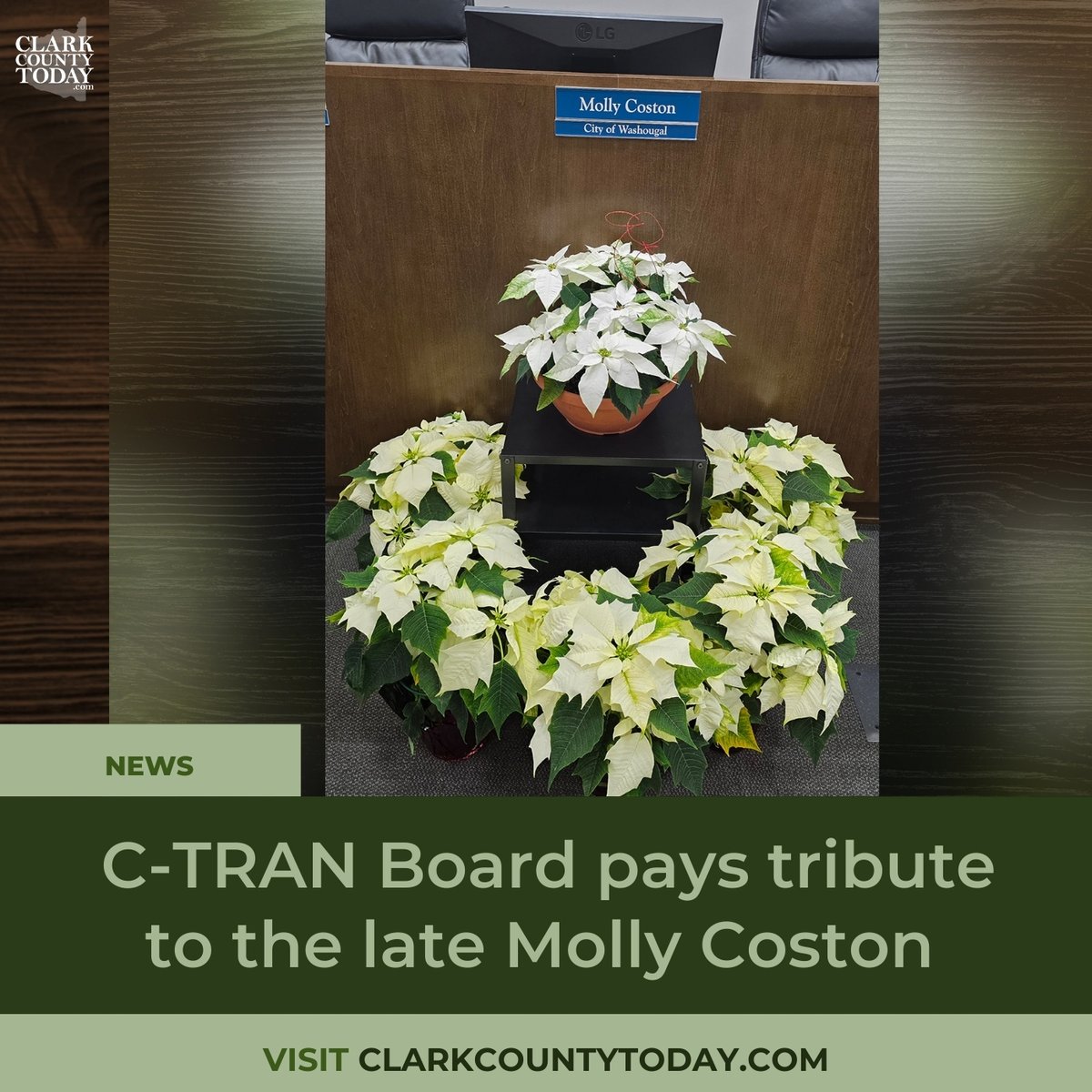 NewsFromCCT's tweet image. The C-TRAN Board of Directors honored the late Molly Coston, sharing memories of her leadership as board chair, former Washougal mayor, and dedicated public servant. clarkcountytoday.com/people/c-tran-… #CTran #Washougal #Vancouver
