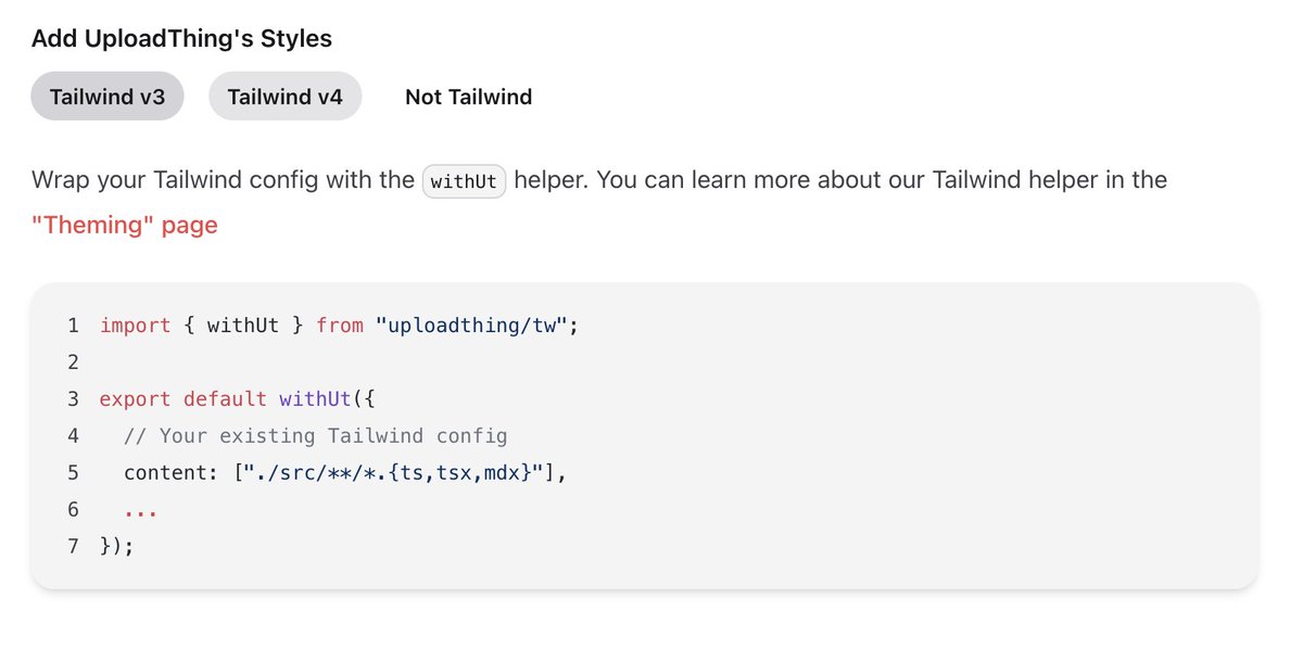 abraccaDANIEL's tweet photo. @theo uploadthing docs breaks when you click the tailwind 4 tab in https://t.co/89QKe9sUdD https://t.co/hqXo8WcoeP