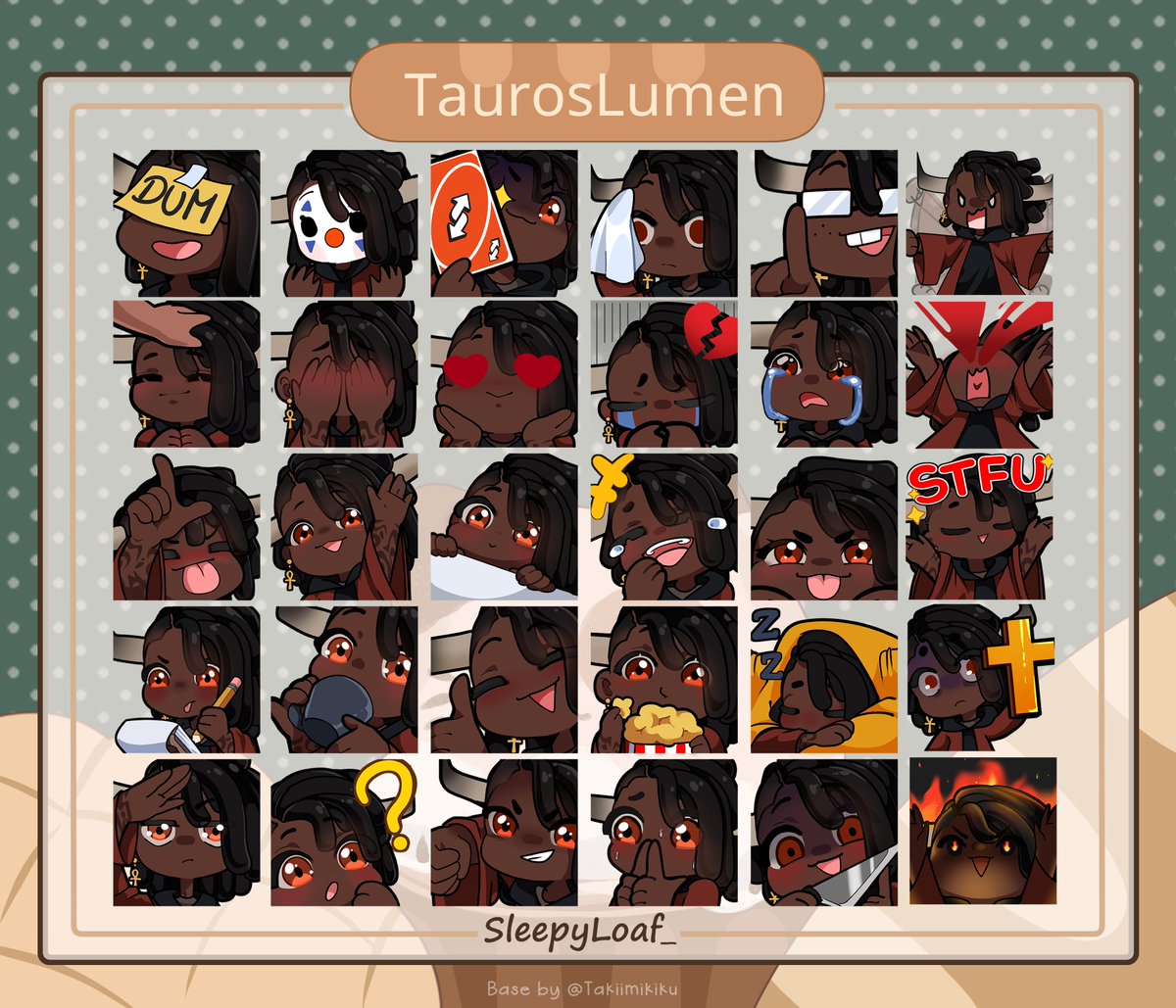 SleepyLoaf_'s tweet photo. New emotes for TaurosLumen and new layout to show em on💚 https://t.co/pcs5wFbTp8