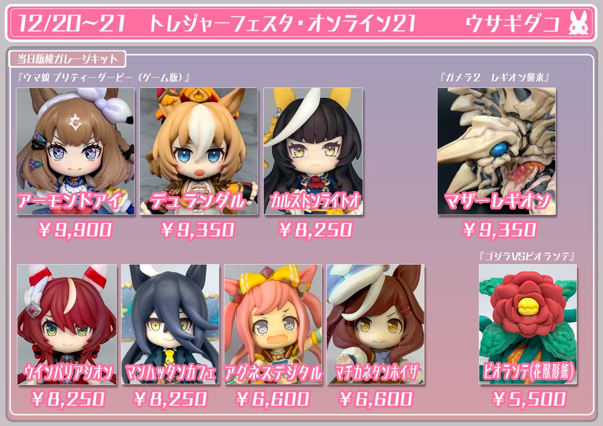 12/20、21に開催されるトレジャーフェスタ・オンライン21のお品書き