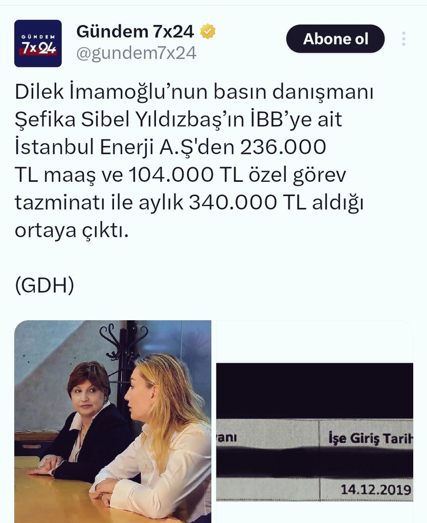 🔴 Sevgili CHP'liler buyurun mideniz kaldırıyorsa bunu da savunun

Ekrem İmamoğlu'nun karısının niye danışmanı olur, niye İstanbullunun cebinden her ay 340 bin lira maaş ödenir?

22 bin liralık Asgari ücrete yapılacak 3-4 bin liralık zammı konuşuyoruz, buyurun bunu da savunun.