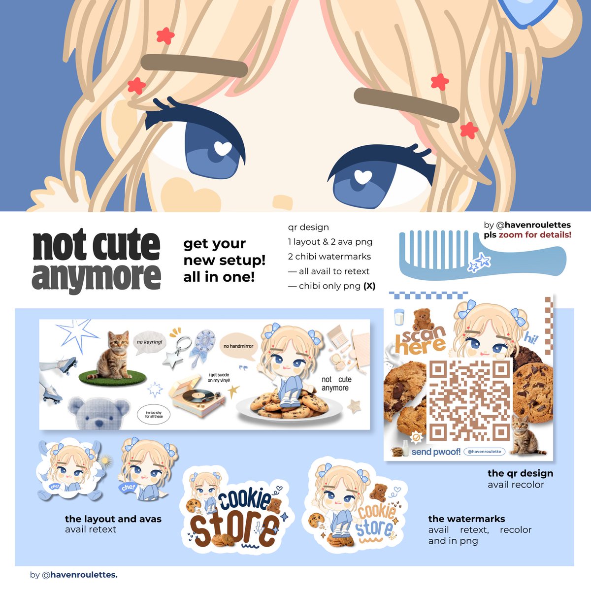 🧸PROMO 12.12! 🎀

kmu bisa dapet layout chibi ava png, qr deco, chibi png &amp; 2 wm/stiker 
ALL in 1 buntelan? YAY sini!!🏃‍♀️

get cookieblu &amp; prpleburger!
🏷️40k /bundel!
sung tap wa😉

🎀boleh recolor 
✅️chibi png

* 🩷or 🔄 tia!☺️
t. layout chibi qr deco wm watermark #zonauang
