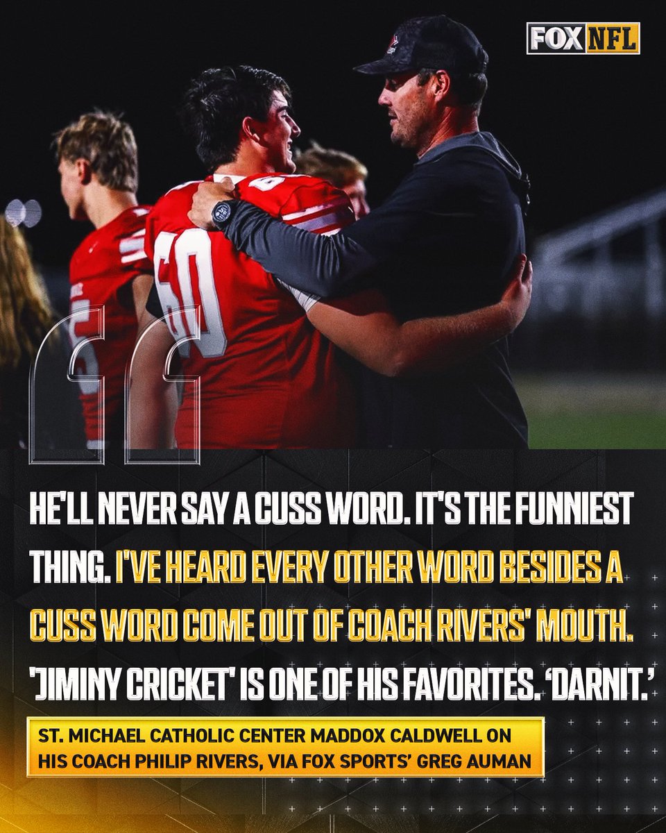 NFLonFOX's tweet photo. As Philip Rivers returns to the NFL at age 44, the players at a small high school in Alabama can't wait to see their coach in action 👏 @gregauman has more!

https://t.co/ycMuE7VbAN

📸 via Flying T Photography https://t.co/8k2ZLiZKsk